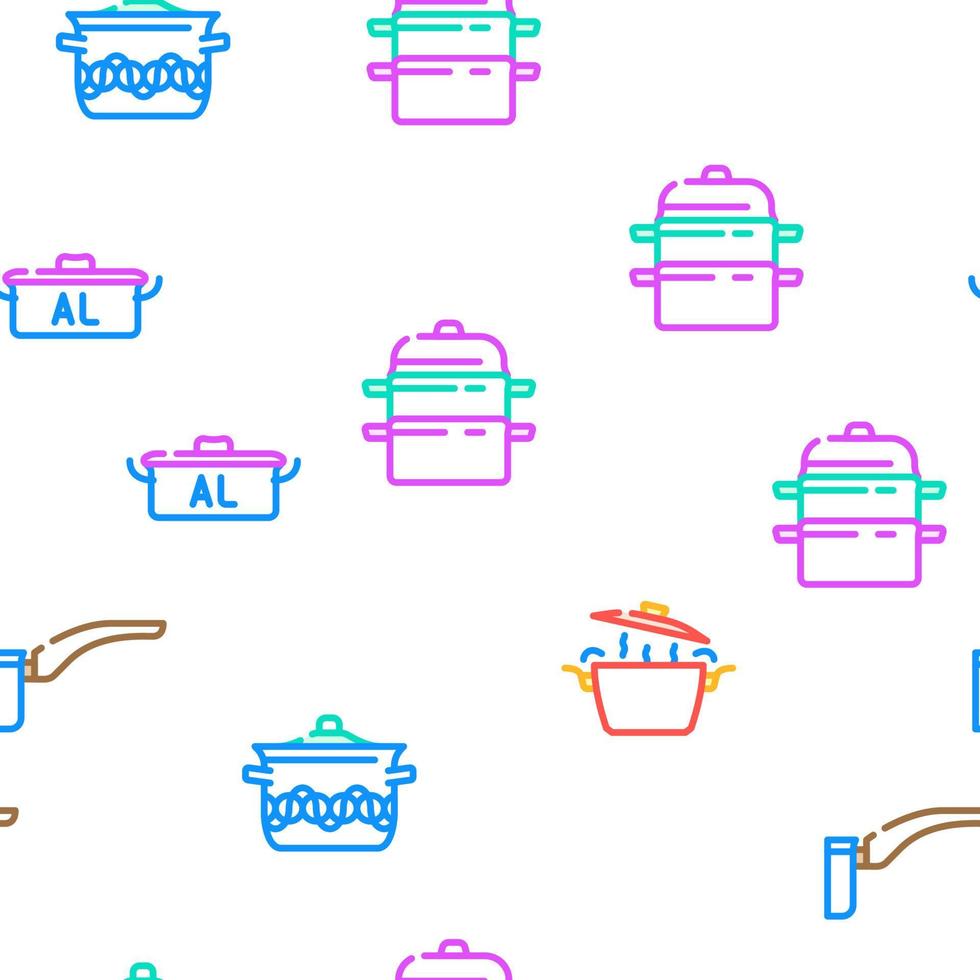 pot kitchen food pan cooking vector seamless pattern