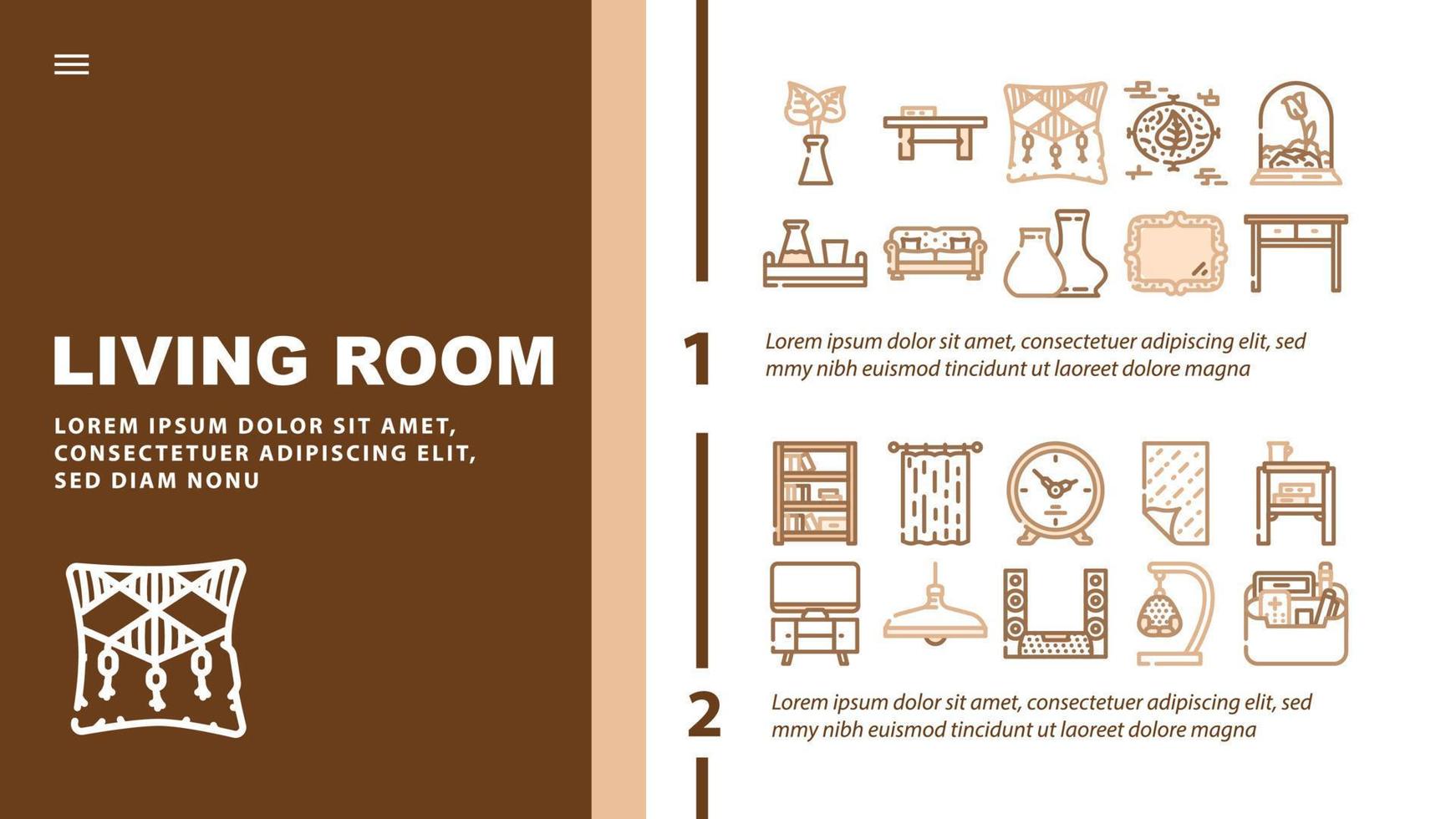 living room interior landing header vector