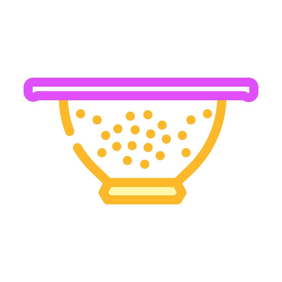 stainless steel colander kitchen cookware color icon vector illustration
