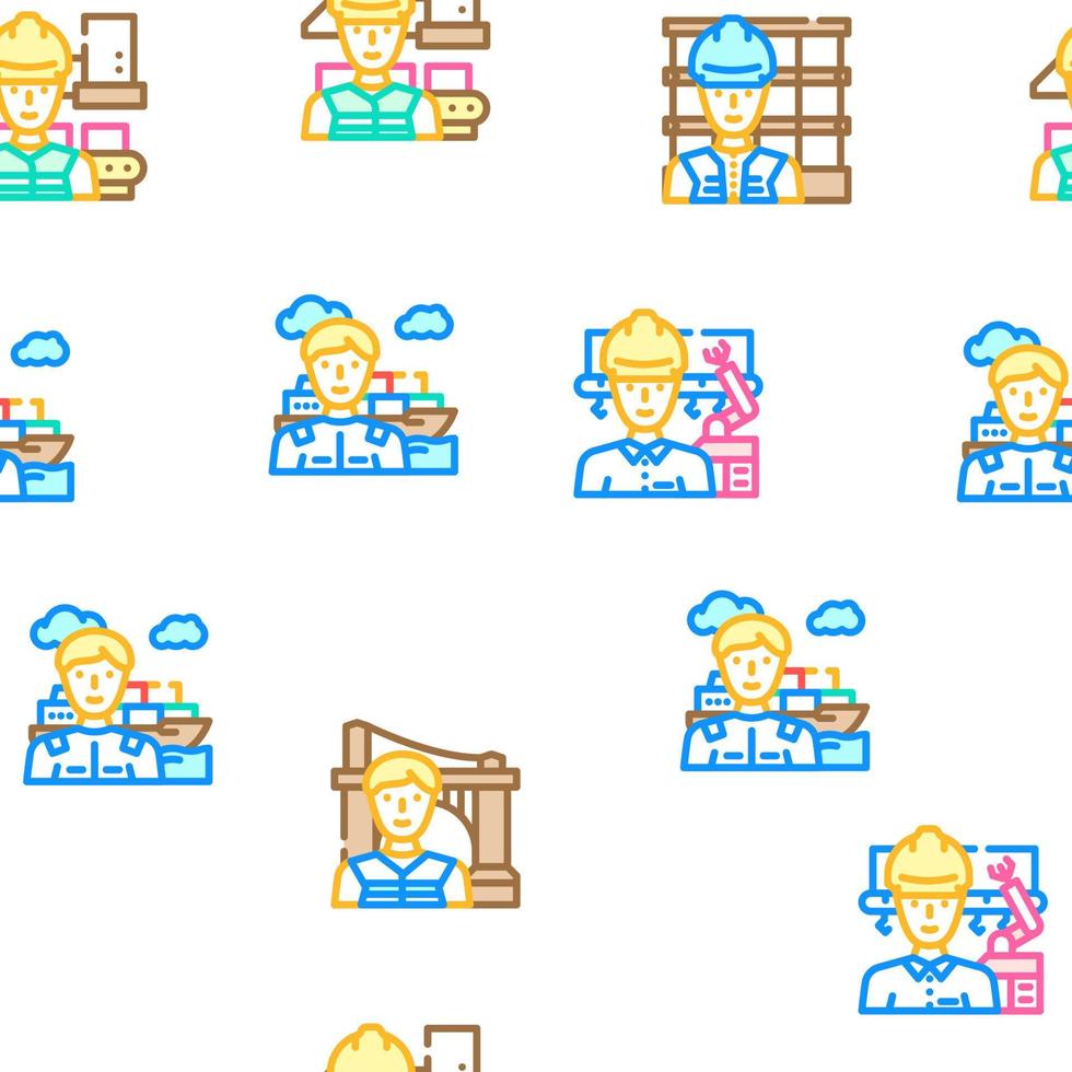 engineer worker man construction vector seamless pattern