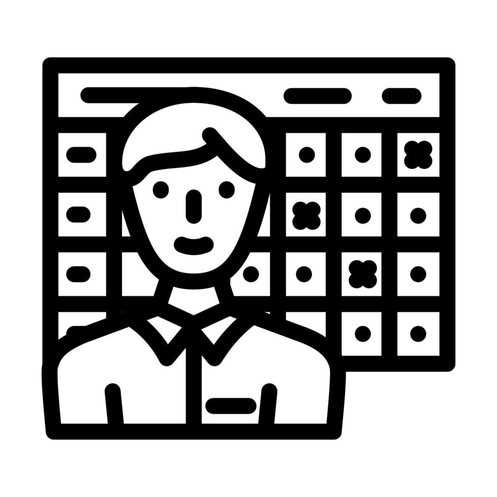 maintenance planner repair worker line icon vector illustration