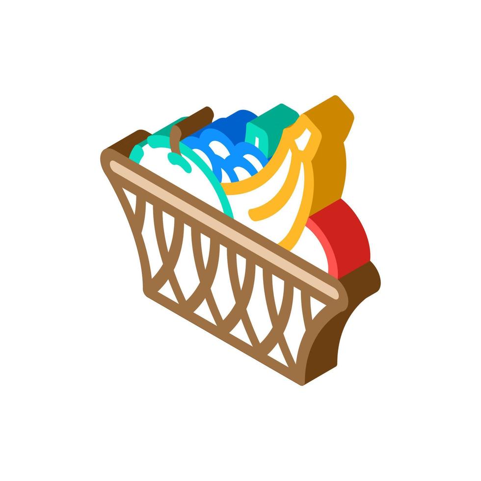 fruit basket home interior isometric icon vector illustration