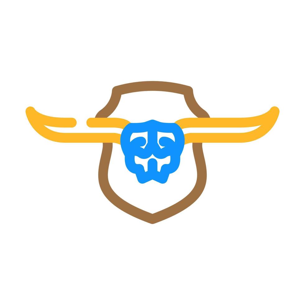 Longhorn cráneo cuerno animal color icono vector ilustración