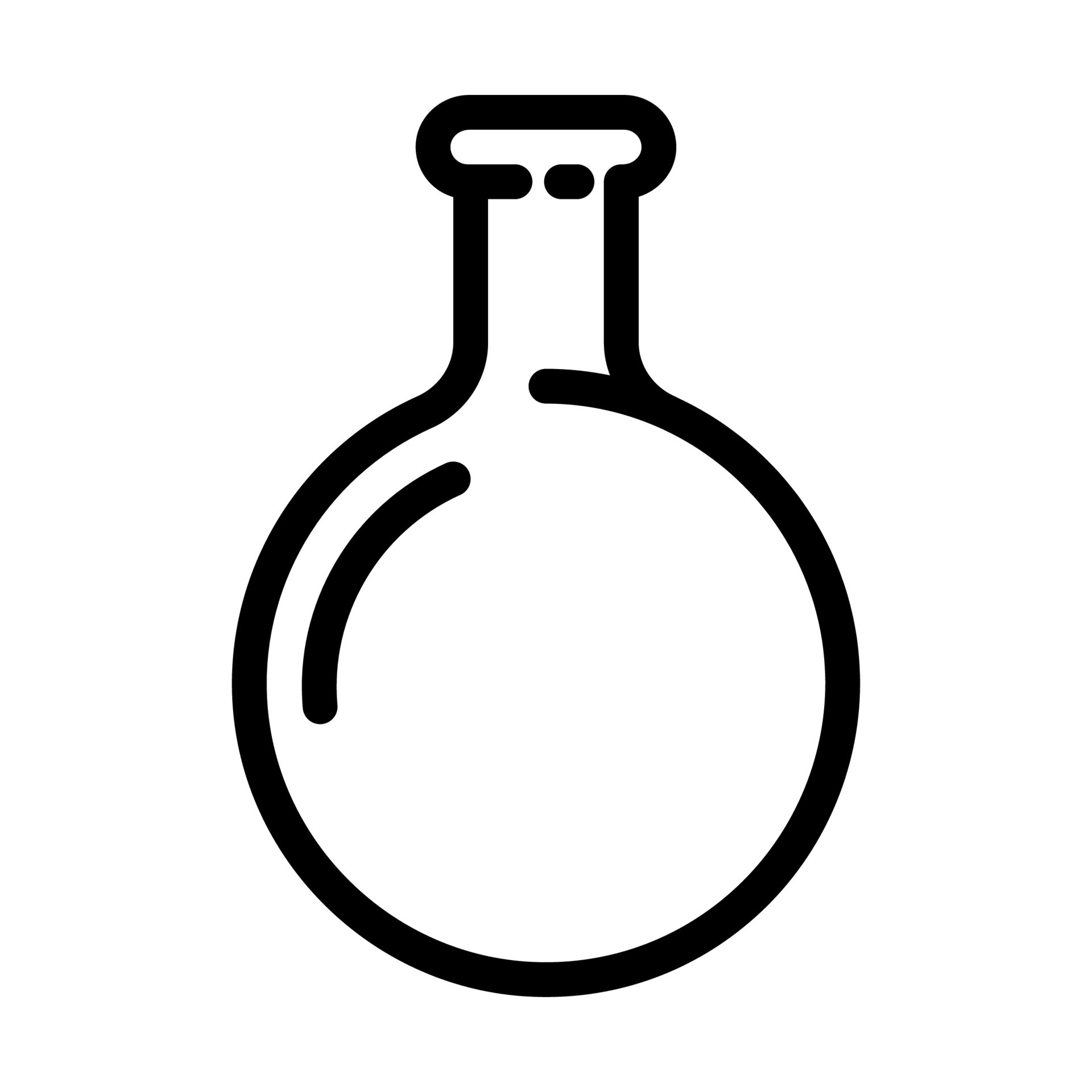 round bottomed flask chemical glassware lab line icon vector