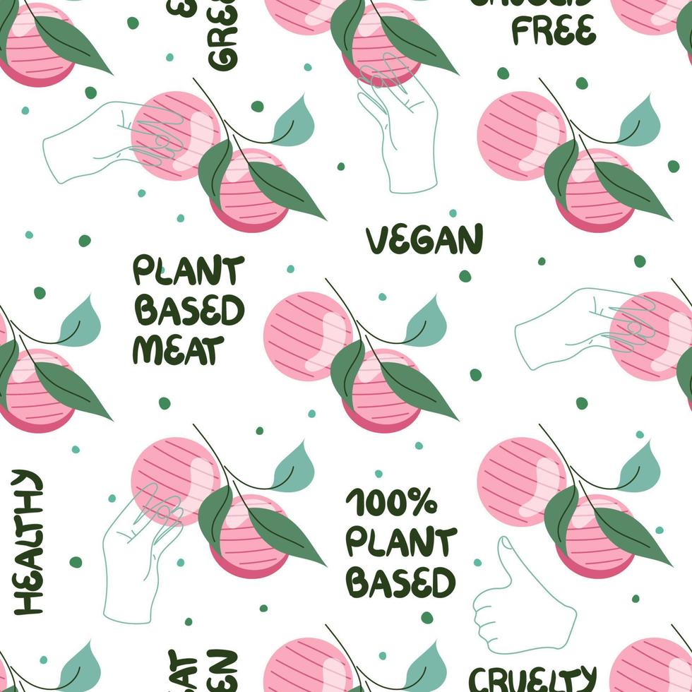 Seamless pattern with plant based meat vector illustration