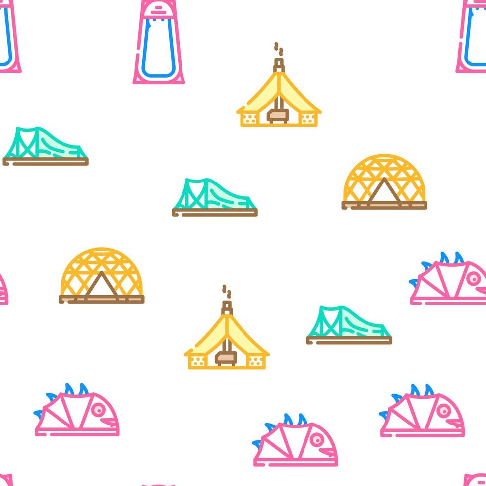 tent equipment tourism vector seamless pattern