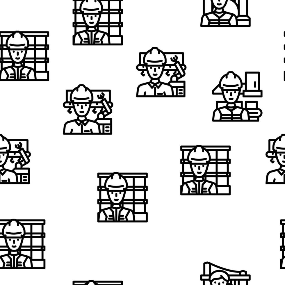 engineer worker man construction vector seamless pattern