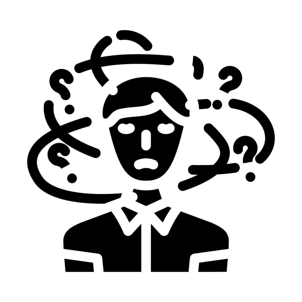 frustrated person stress headache glyph icon vector illustration