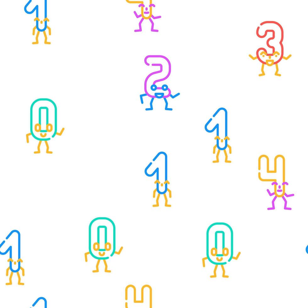 number character cute vector seamless pattern