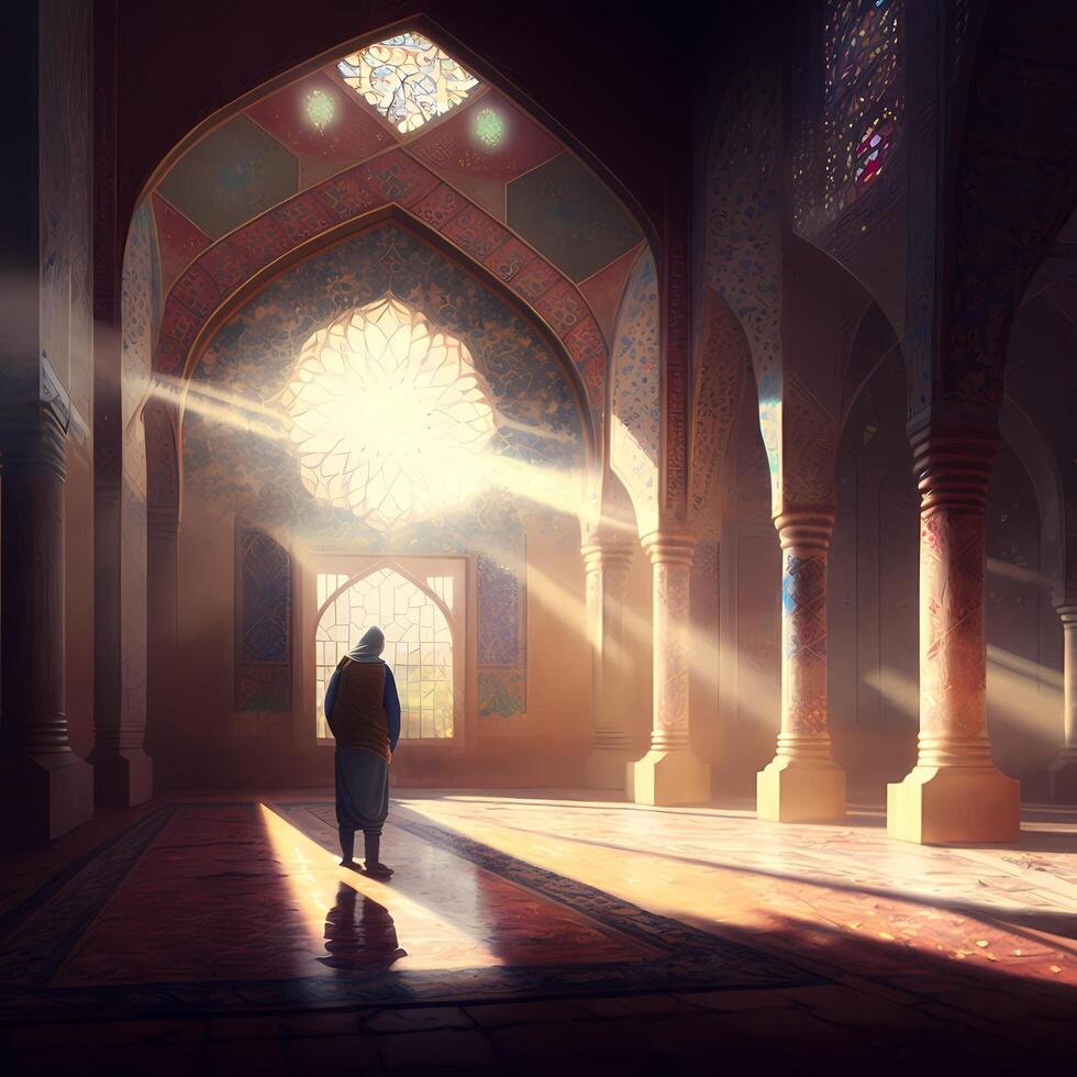 Praying At Mosque. photo