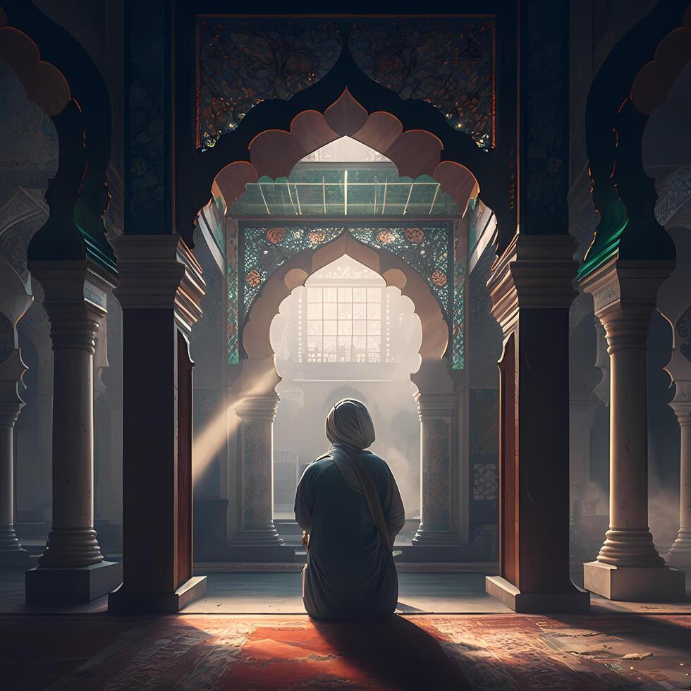Moslem Prayer At Mosque. photo