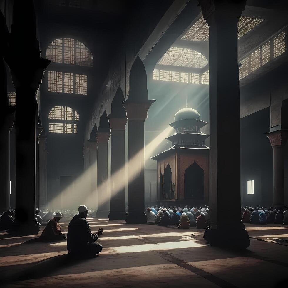 Moslem Prayer At Mosque. photo