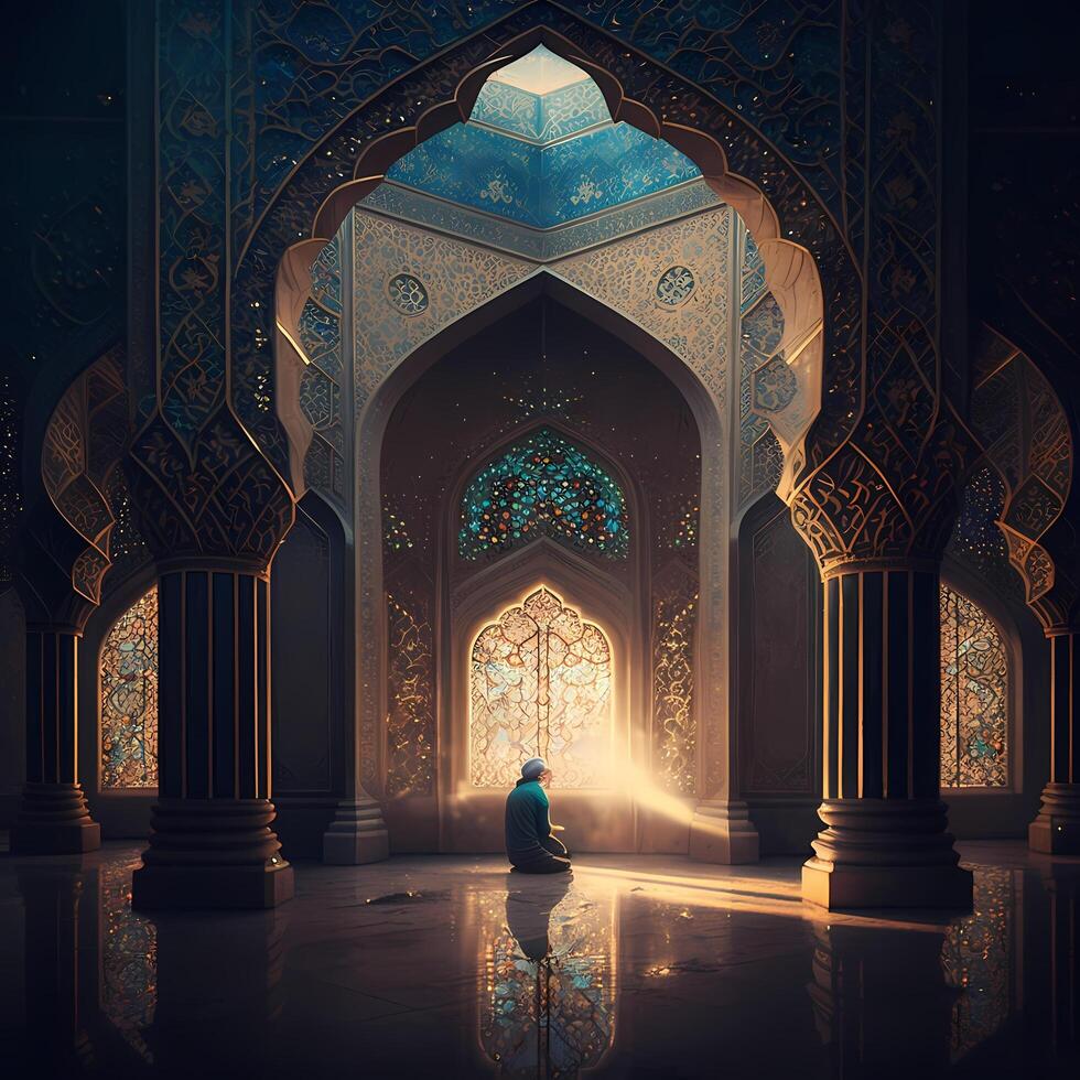 Moslem Prayer At Mosque. photo