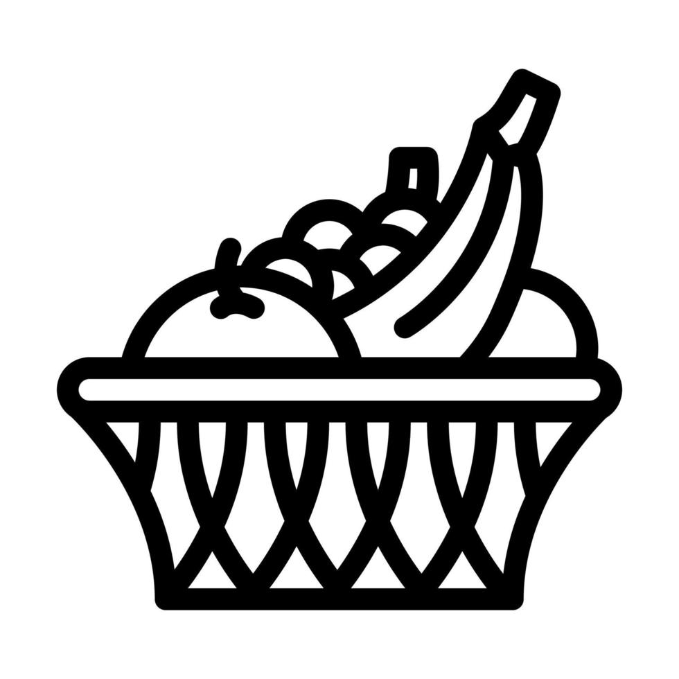 fruit basket home interior line icon vector illustration
