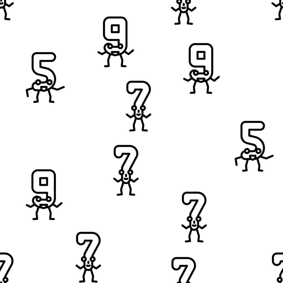 number character cute vector seamless pattern