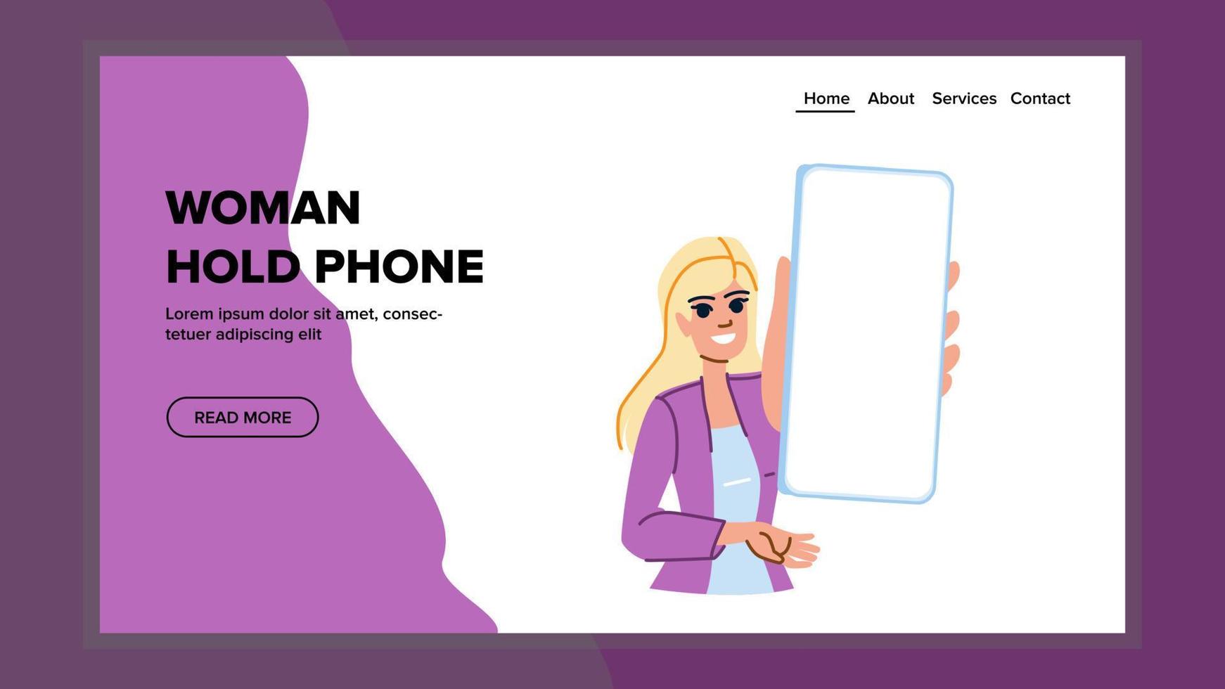 woman hold phone vector