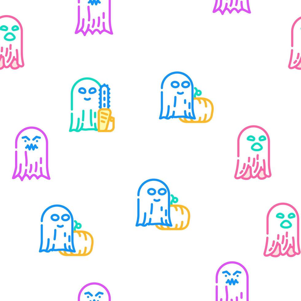 ghost halloween scary spooky vector seamless pattern