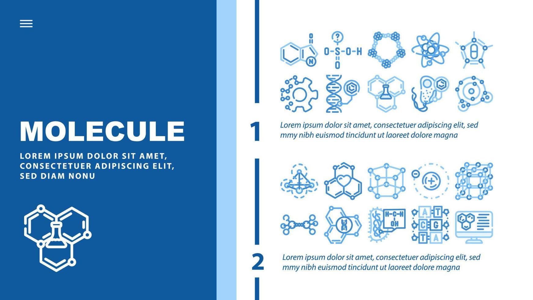 molécula química Ciencias aterrizaje encabezamiento vector