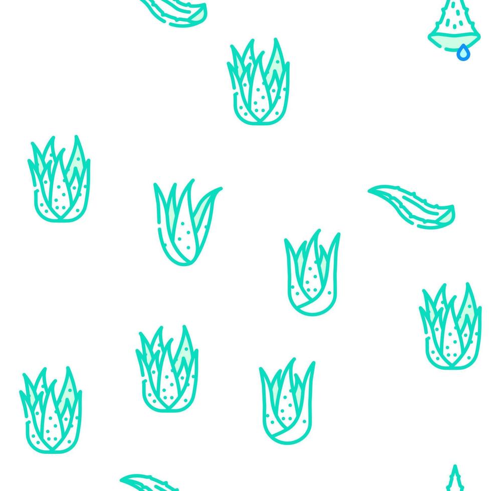 aloe vera plant nature green leaf vector seamless pattern