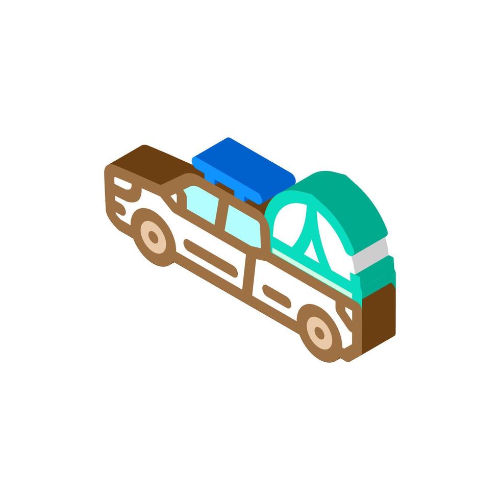 car tourist tent vacation isometric icon vector illustration