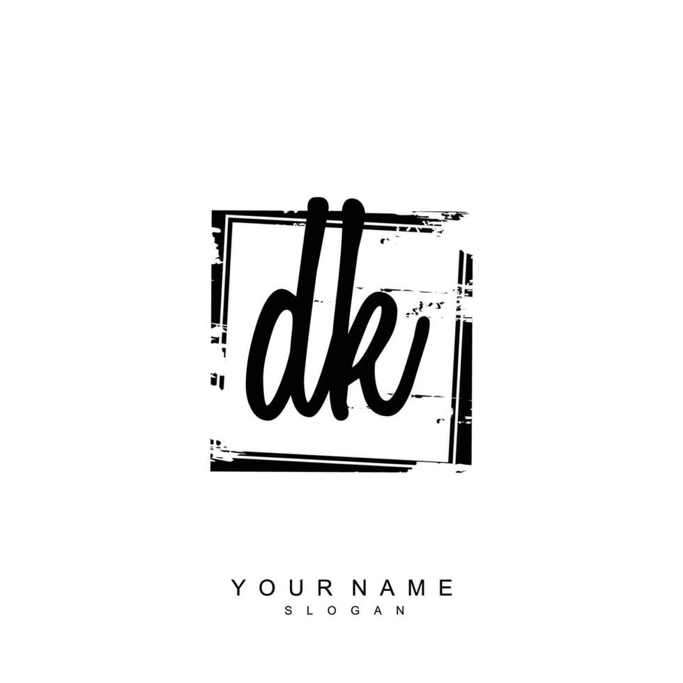 Initial DK Monogram with Grunge Template Design vector