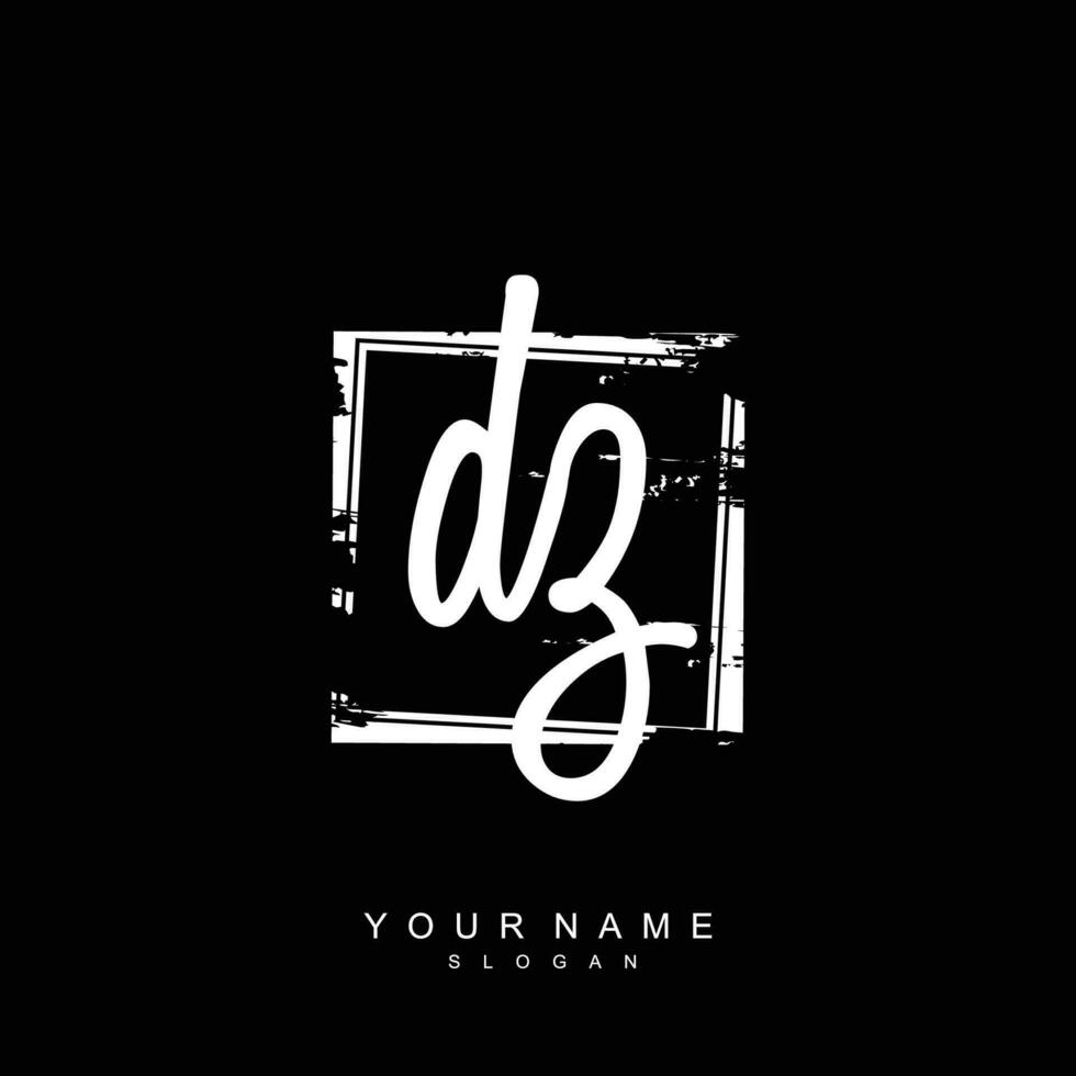 Initial DZ Monogram with Grunge Template Design vector