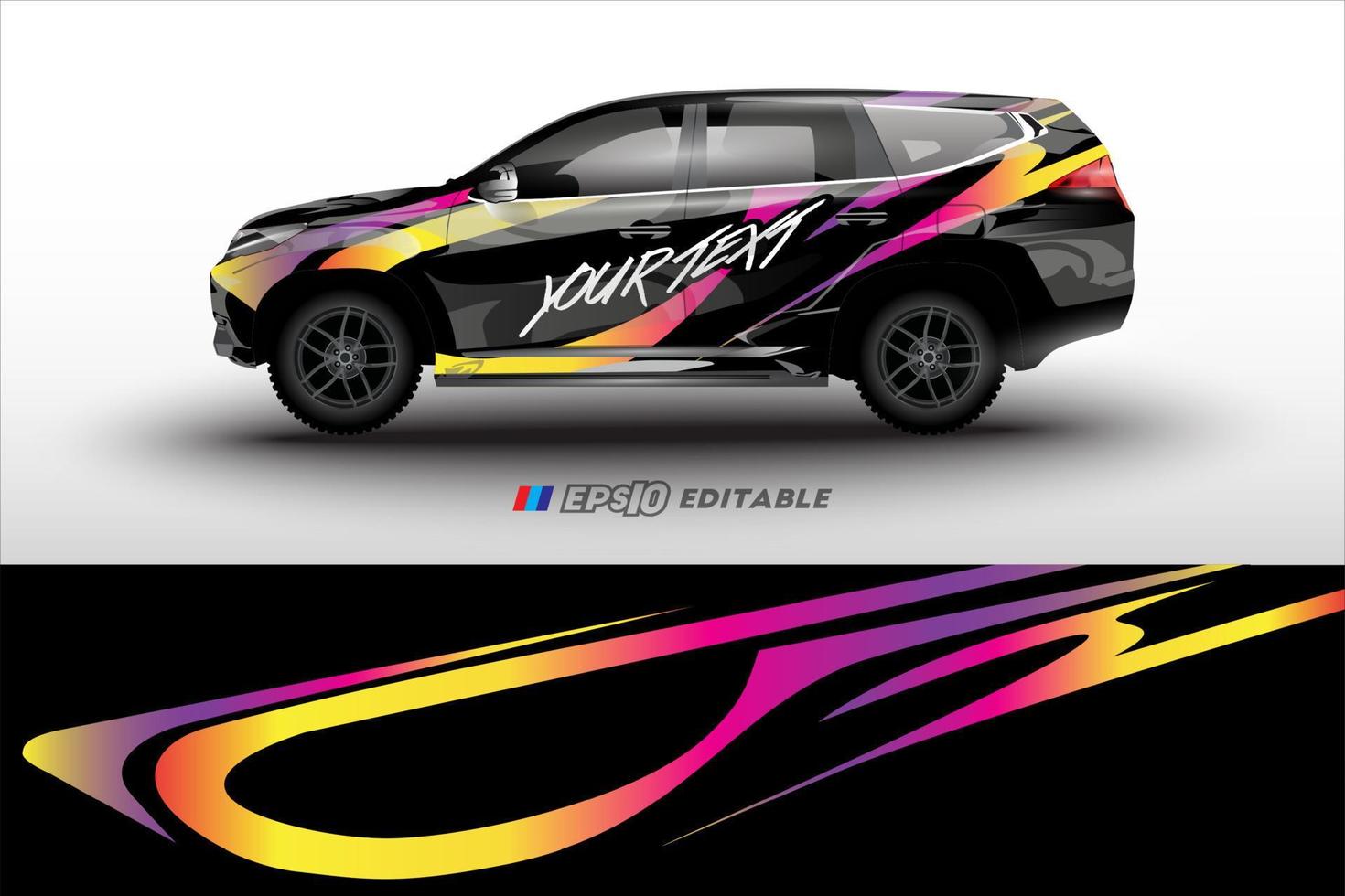 racing car wrap design for vehicle vinyl stickers and automotive company sticker livery vector