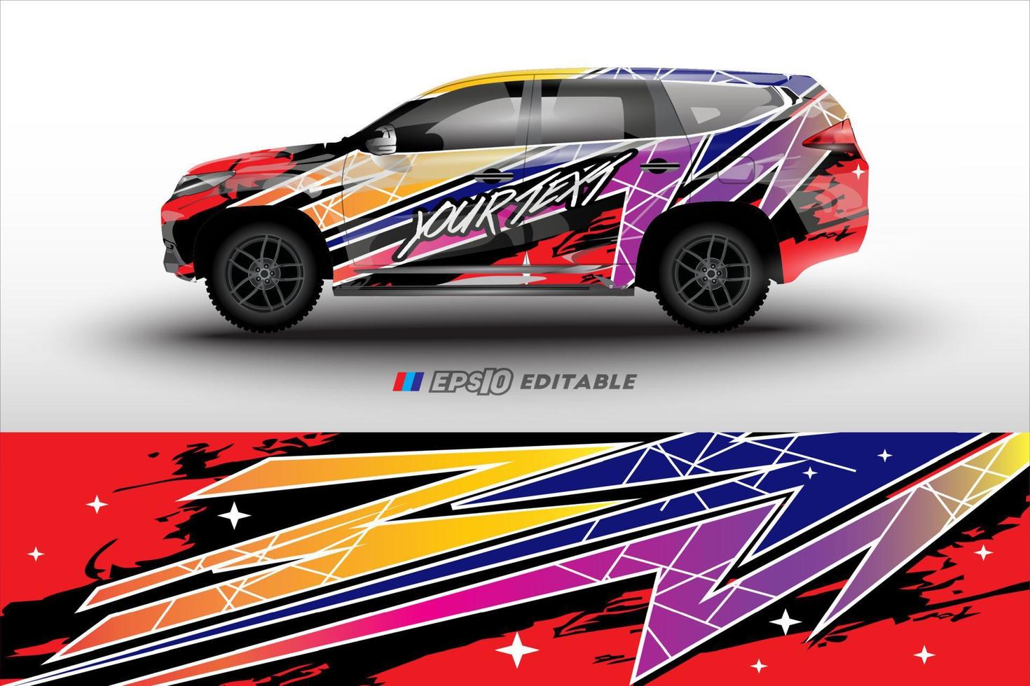 racing car wrap design for vehicle vinyl stickers and automotive company sticker livery vector