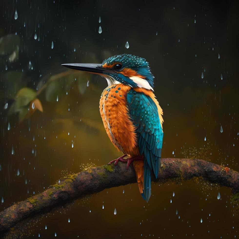 Kingfisher Bird. AI Generated photo