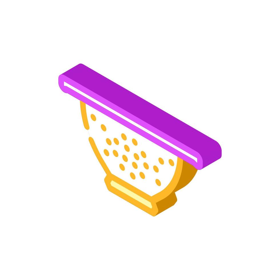 stainless steel colander kitchen cookware isometric icon vector illustration