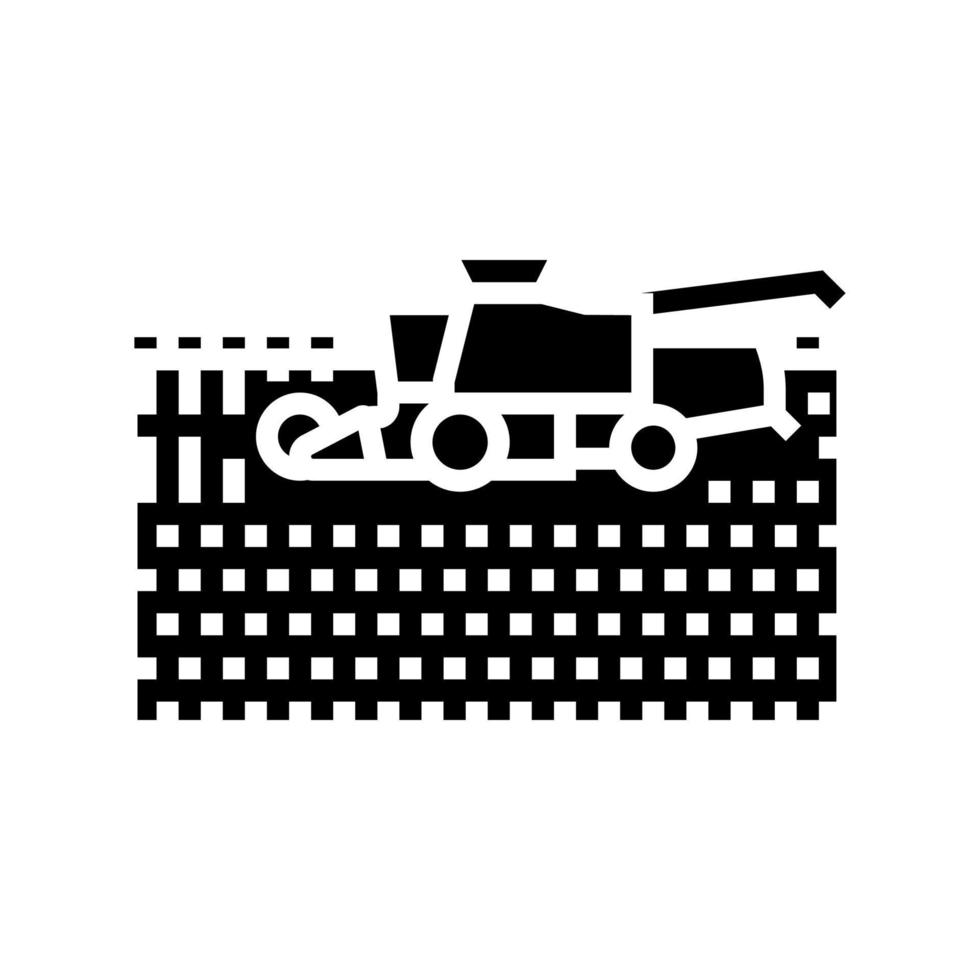 harvester harvesting field wheat glyph icon vector illustration