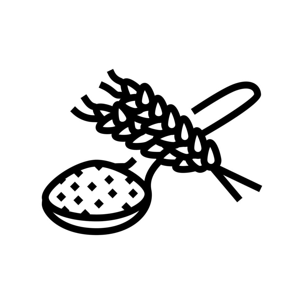 flour spoon wheat line icon vector illustration