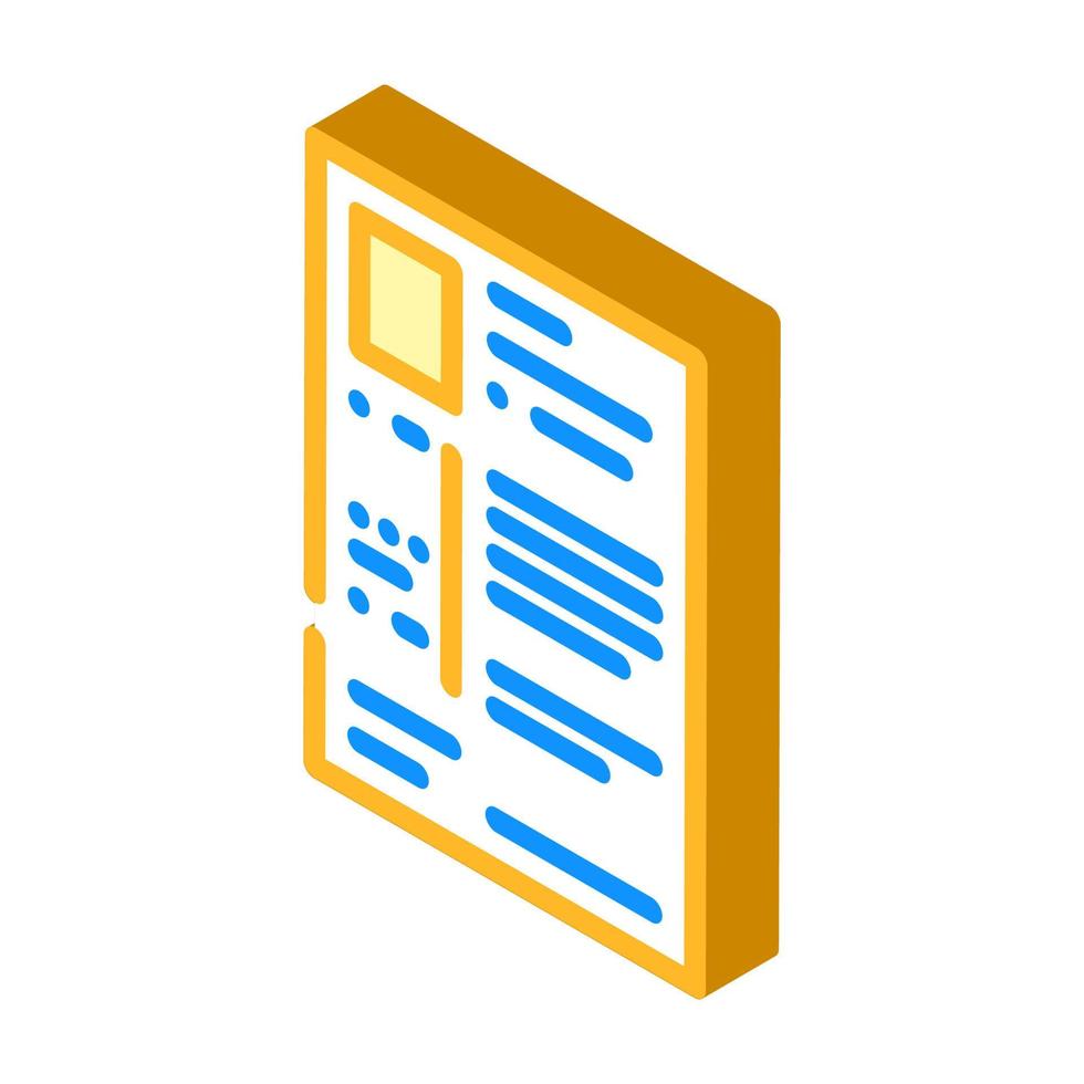 resume paper document isometric icon vector illustration