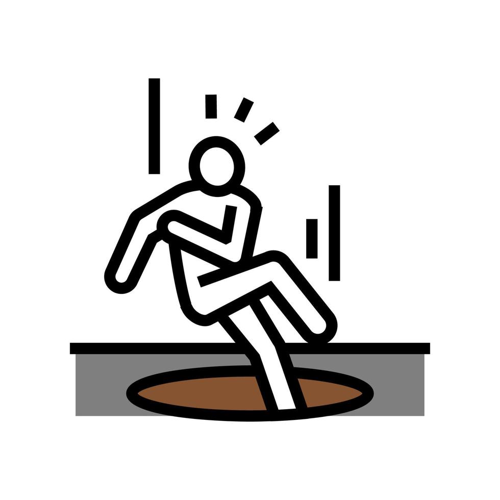 pit fall man accident color icon vector illustration
