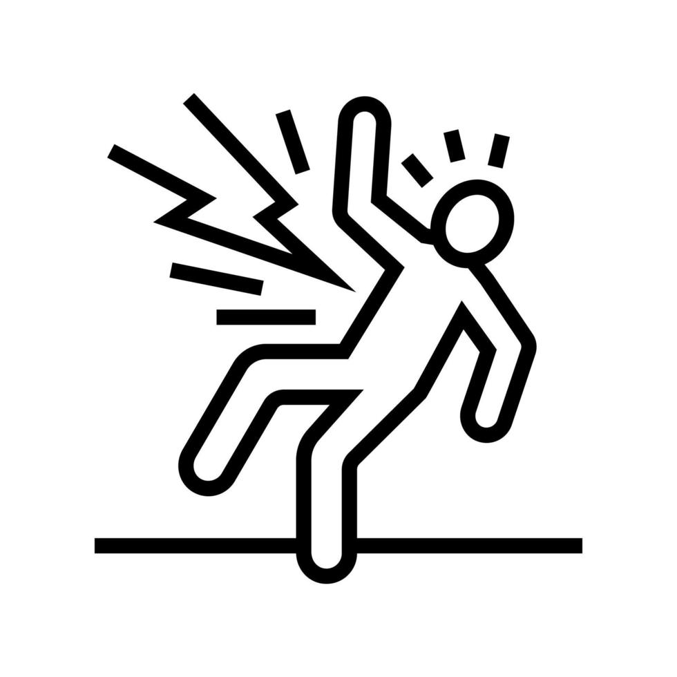 lightning strike man accident line icon vector illustration