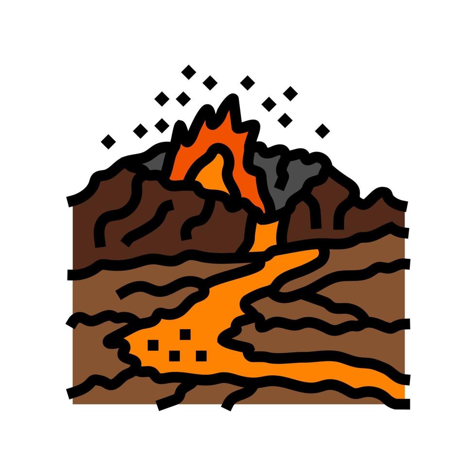 desastre volcán erupción color icono vector ilustración