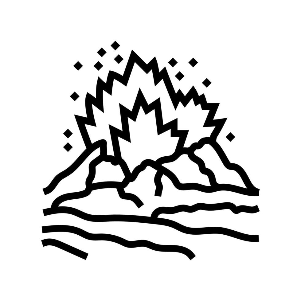 peligroso explotando volcán línea icono vector ilustración