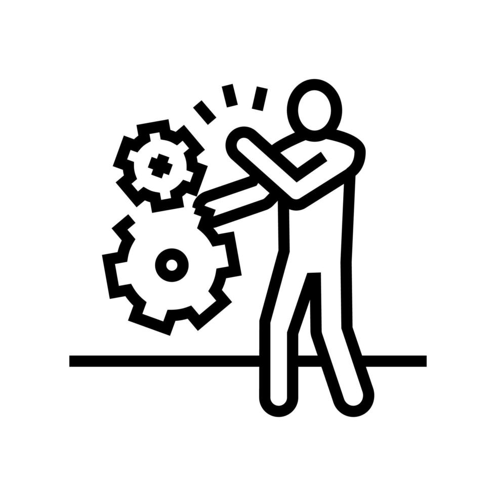 stuck hand lathe man line icon vector illustration