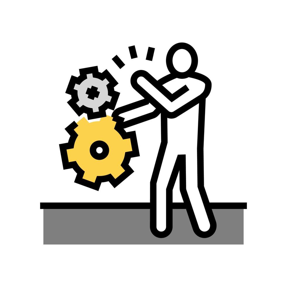 stuck hand lathe man color icon vector illustration