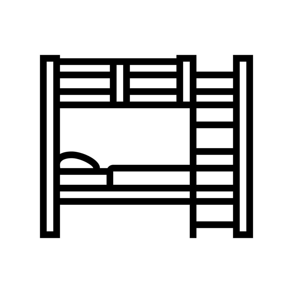 litera cama niño dormitorio línea icono vector ilustración