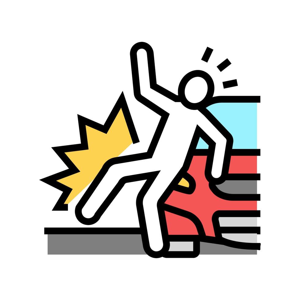 machine hit man accident color icon vector illustration