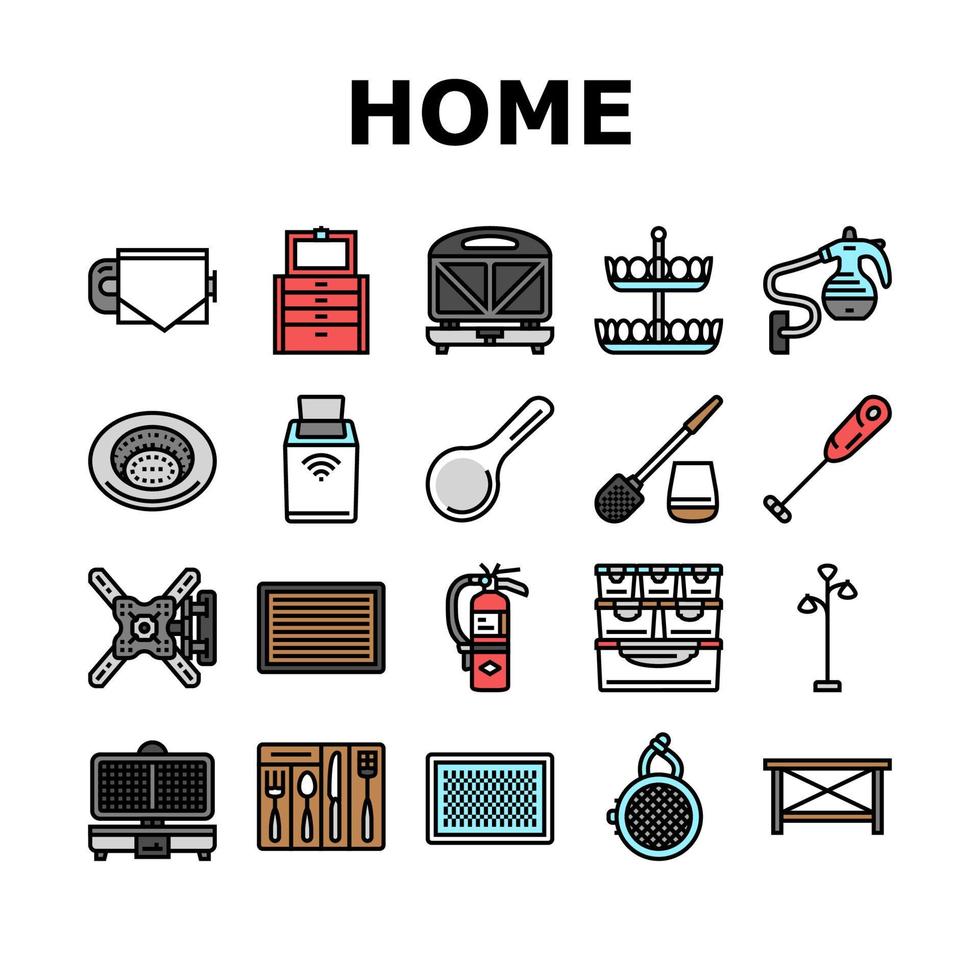 home interior accessories design icons set vector