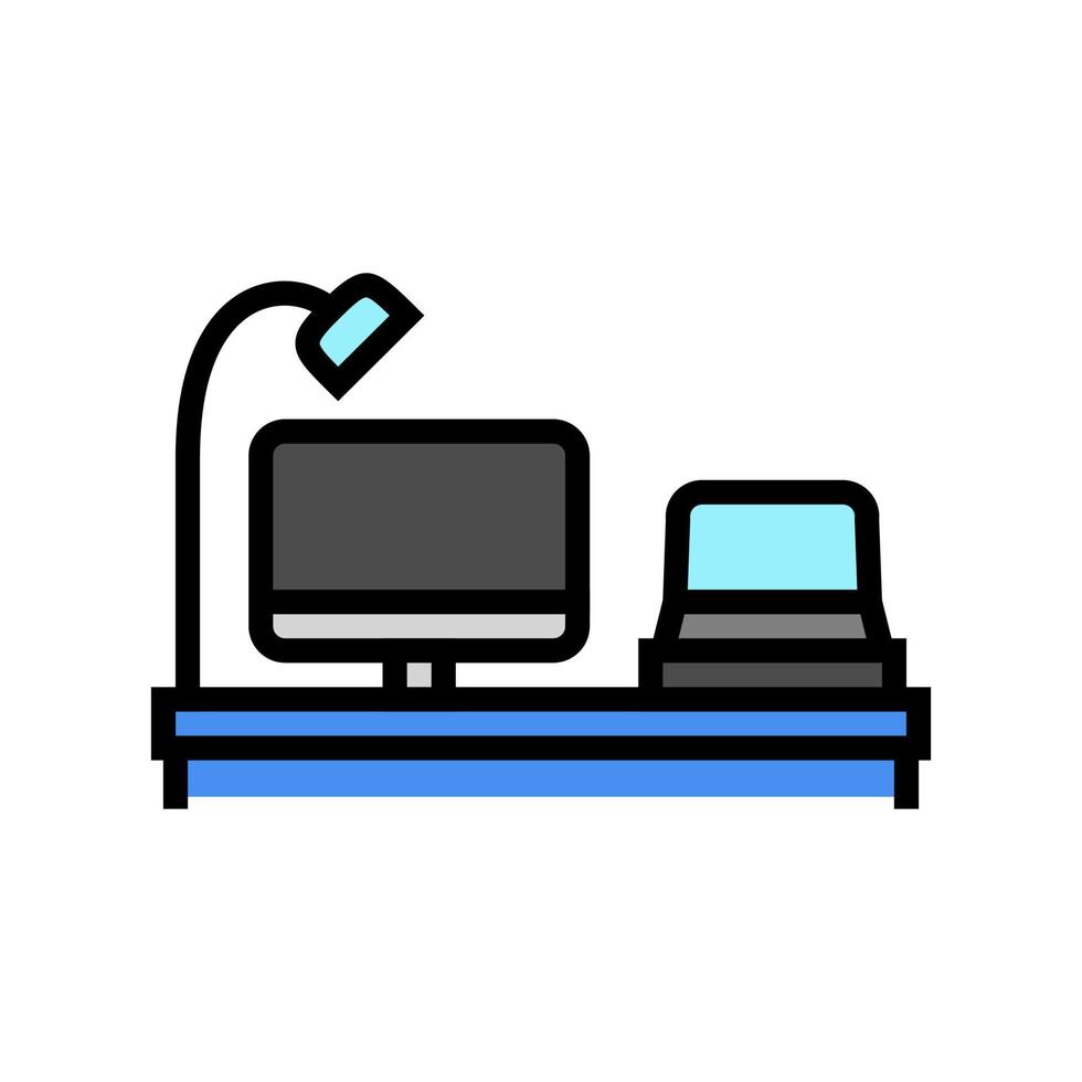 monitor laptop stand lamp home office color icon vector illustration