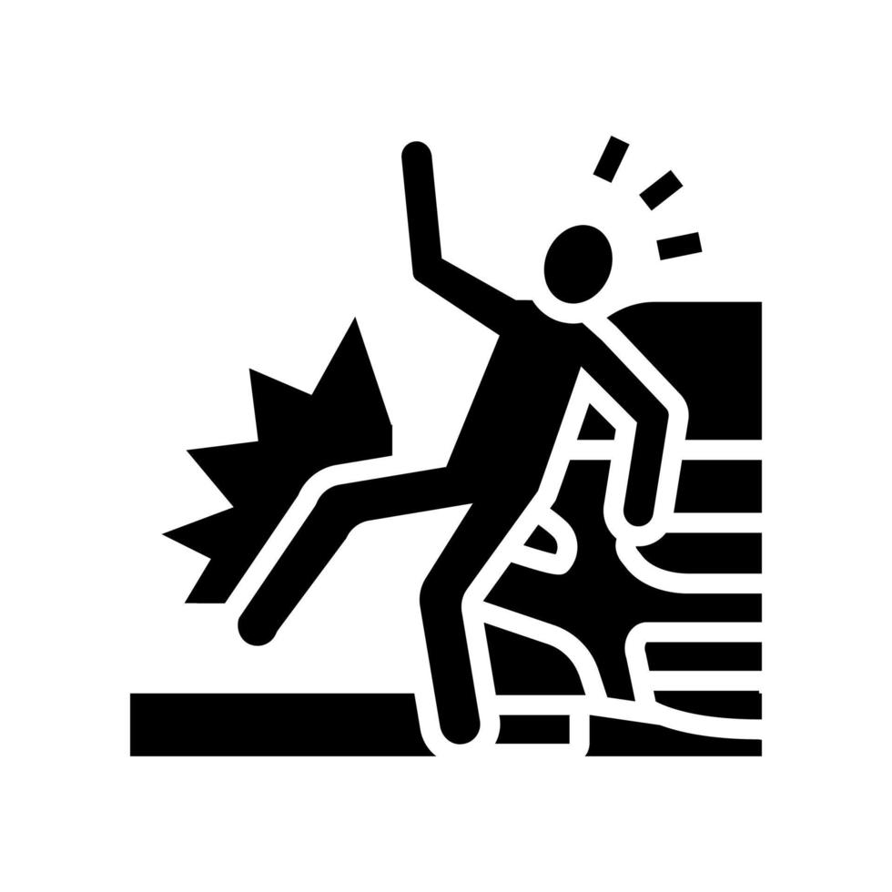 máquina golpear hombre accidente glifo icono vector ilustración