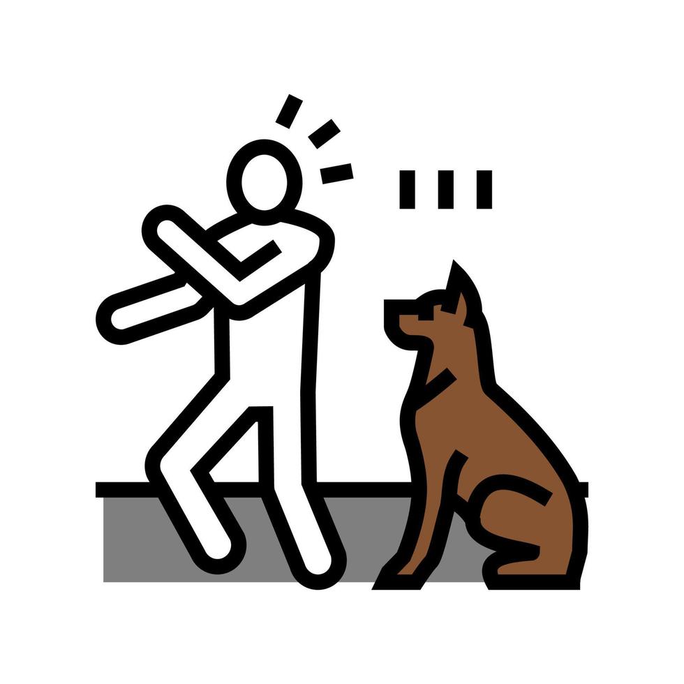 dog barking person accident color icon vector illustration