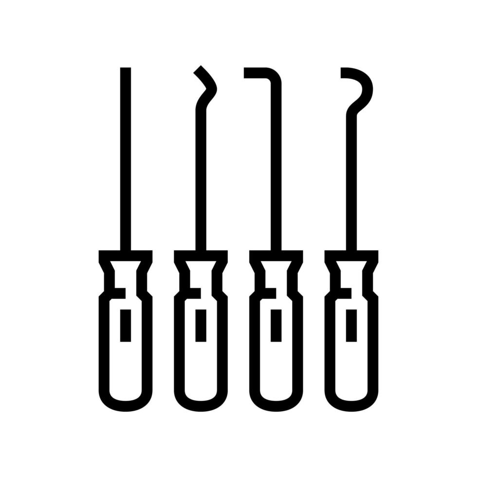 pick and hook garage tool line icon vector illustration