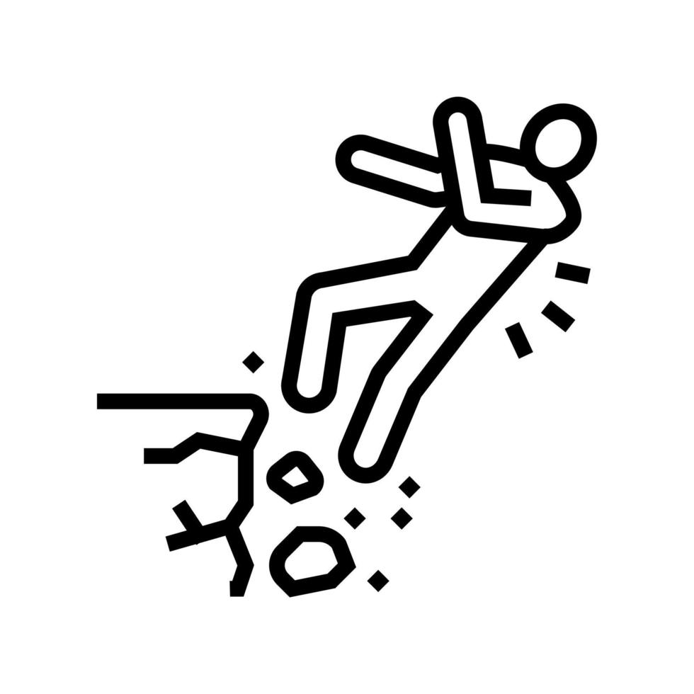 fall cliff man accident line icon vector illustration