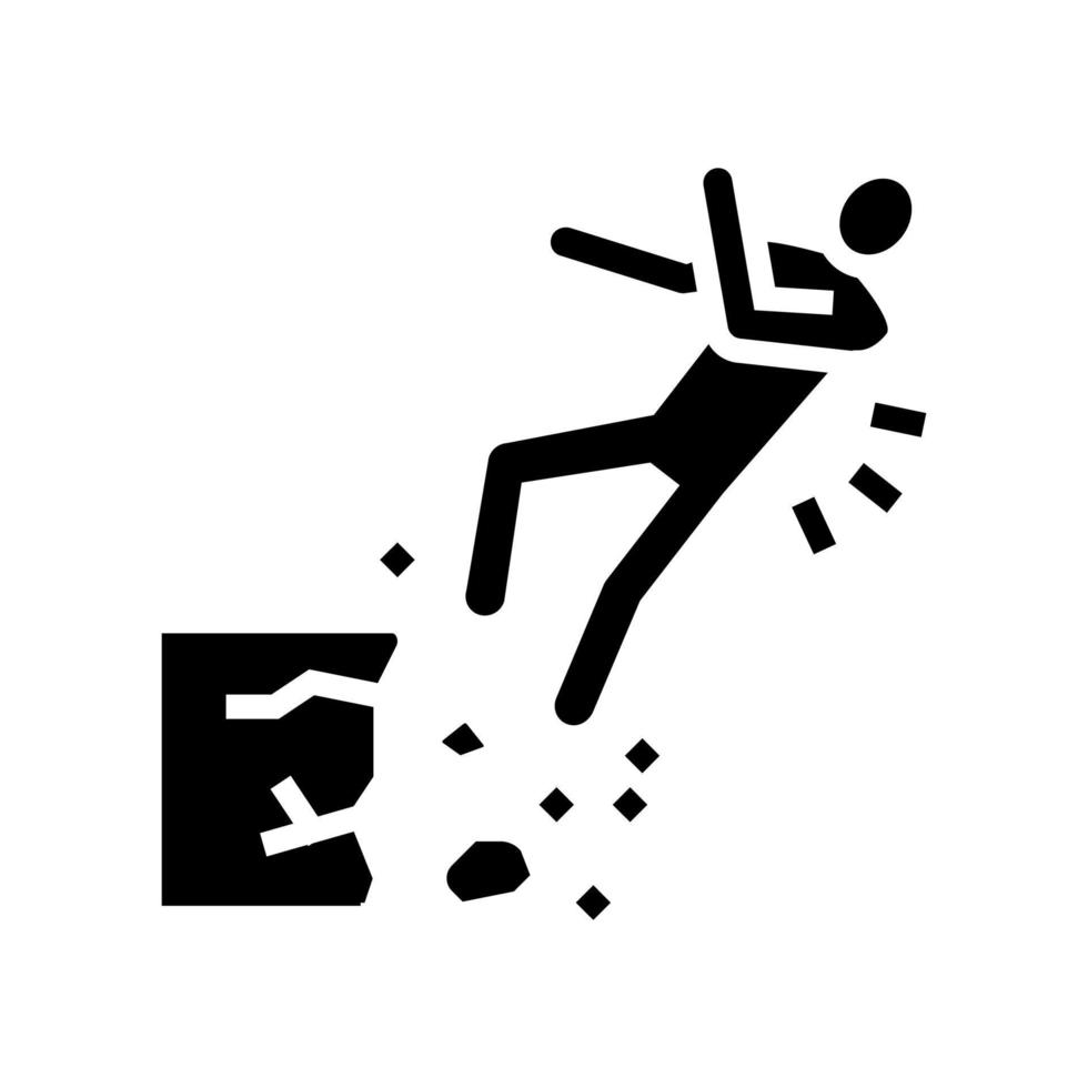 fall cliff man accident glyph icon vector illustration
