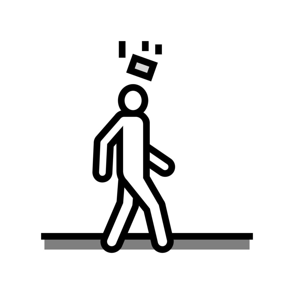 falling brick man head color icon vector illustration