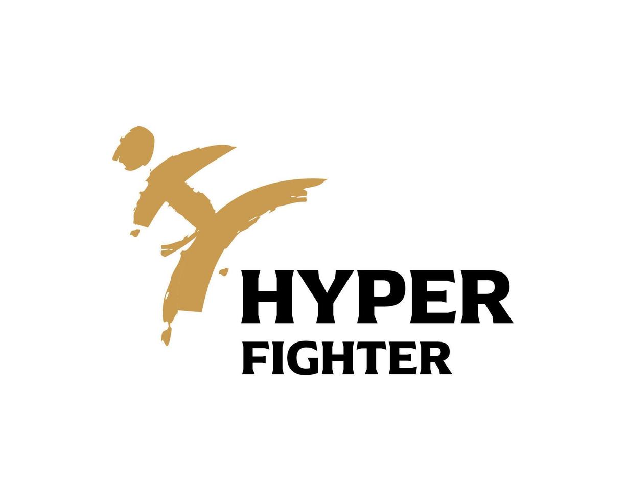 Brush Style Karate Logo with H Letter and Kicking Silhouette vector